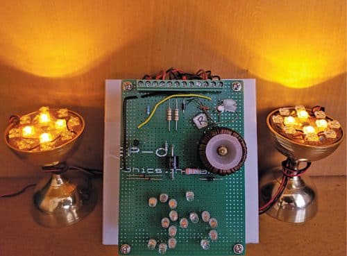 Author’s prototype with joule thief LEDs on