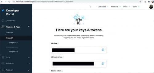 Fill in the credentials on the Twitter New App Page