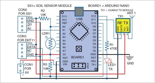 Circuit diagram of a wireless sensor node