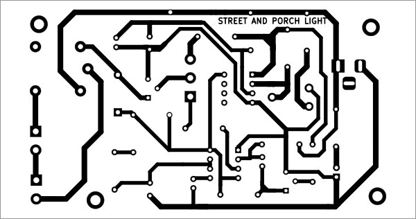 Actual-size PCB of the street-cum-porch light