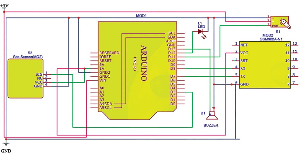 LPG Gas Leakage Detection Circuit