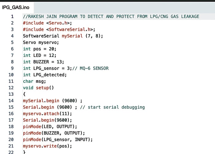 LPG Gas Leakage Detection Code