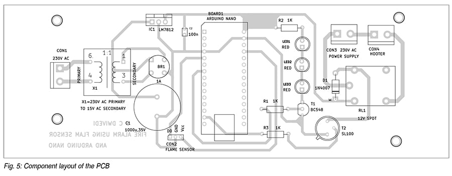 PCB Design for Flame-Sensing Fire Alarm System