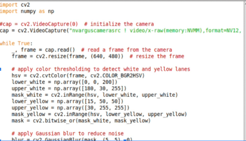 Code for Lane Detection System Project